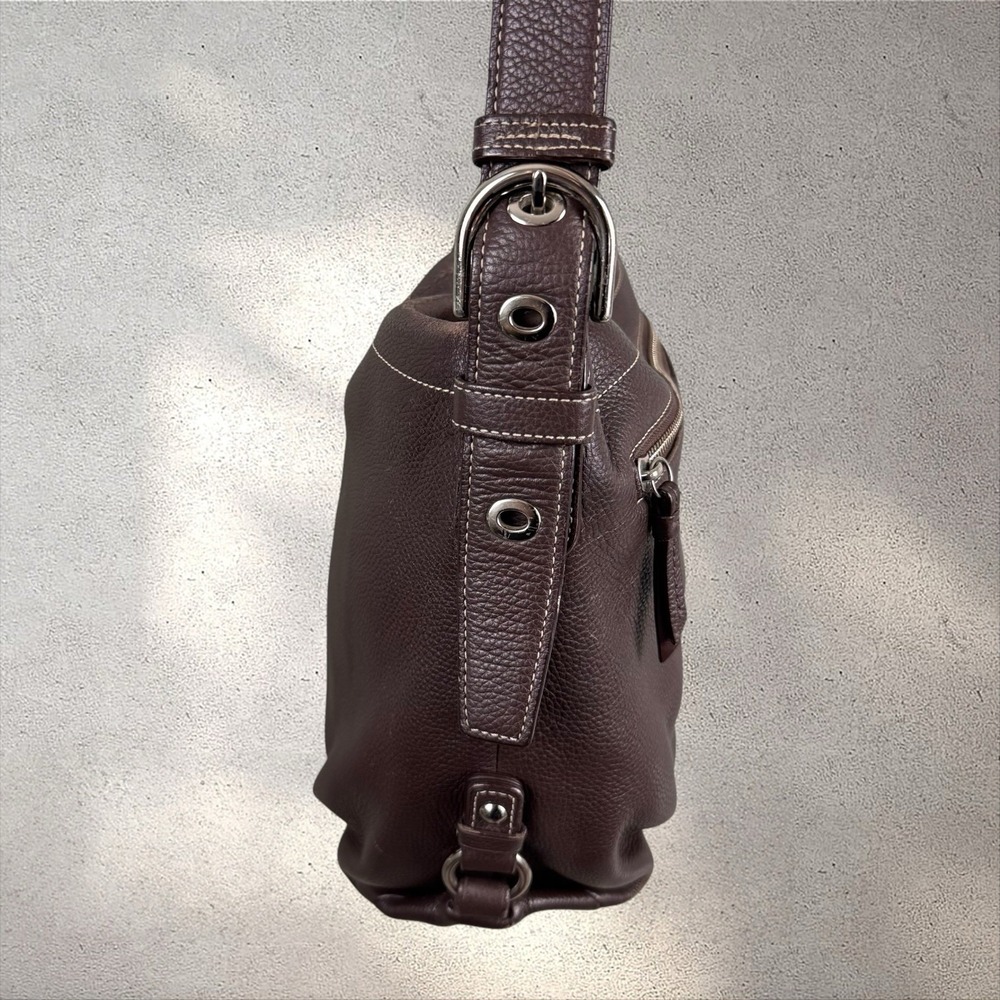 Coach F15064 Brown Pebbled Leather Slouchy Hobo Shoulder Crossbody Bag - Picture 6 of 10
